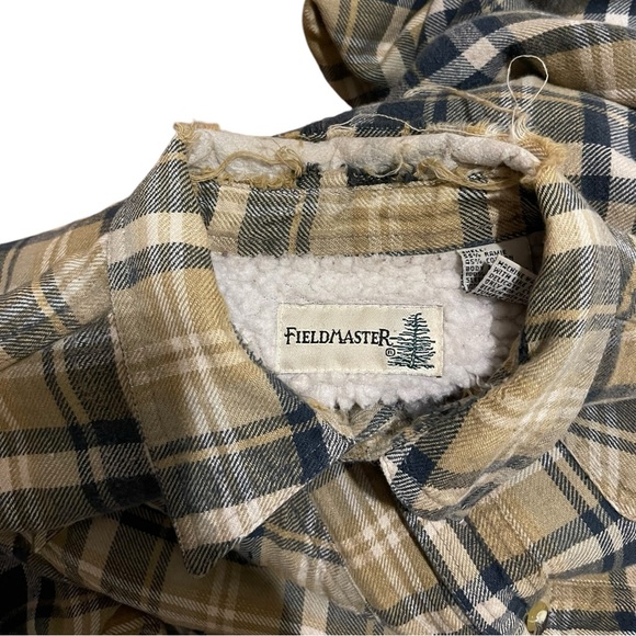 Vintage Fieldmaster Heavyweight Distressed Men Flannel Long Sleeve Shirt Sz S - Picture 3 of 7